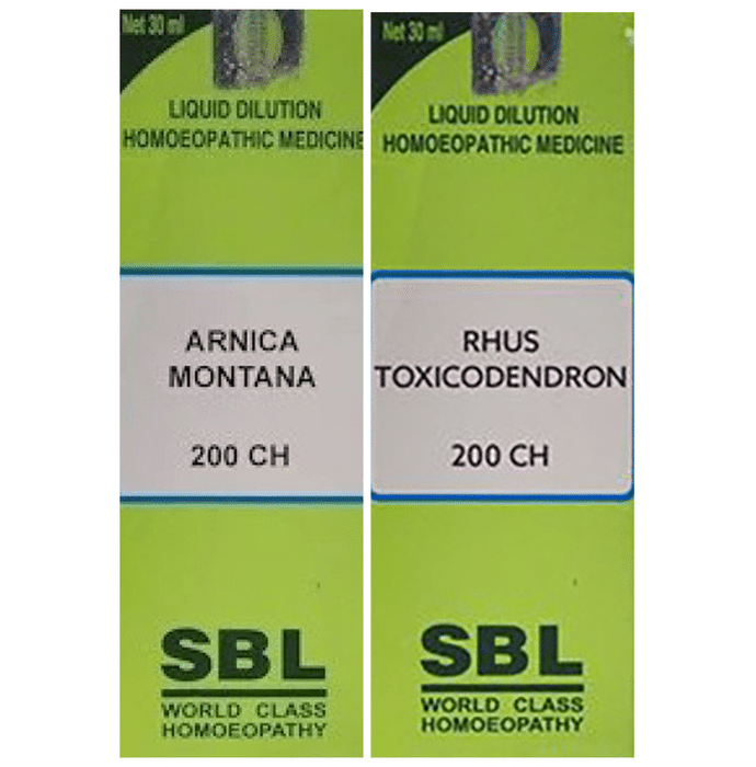 Combo Pack of SBL Arnica Montana Dilution 200 CH & SBL Rhus Toxicodendron Dilution 200 CH (30ml Each)