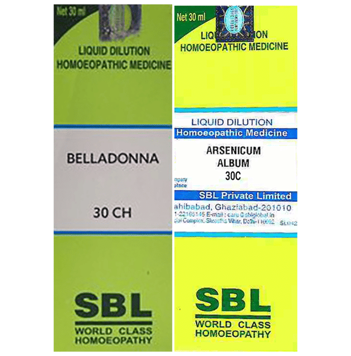 Combo Pack of SBL Arsenicum Album Dilution 30 CH & SBL Belladonna Dilution 30 CH (30ml Each)