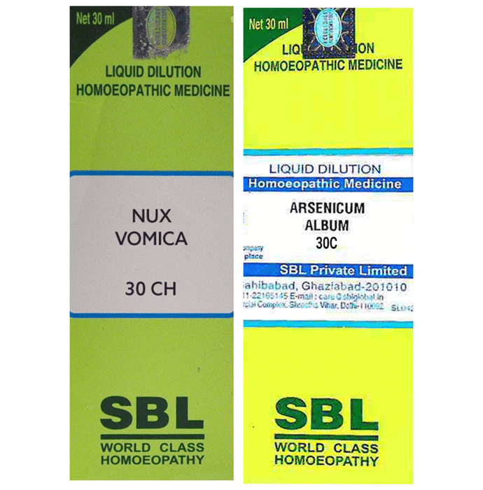 Combo Pack of SBL Arsenicum Album Dilution 30 CH & SBL Nux Vomica Dilution 30 CH (30ml Each)