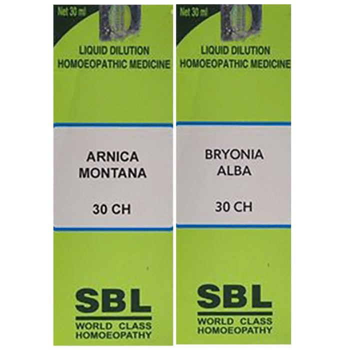 Combo Pack of SBL Bryonia Alba Dilution 30 CH & SBL Arnica Montana Dilution 30 CH (30ml Each)