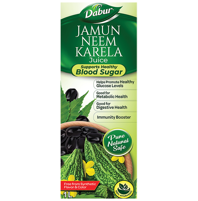 Dabur Jamun Neem Karela Ayurvedic Juice | For Healthy Glucose Levels, Digestion, Metabolism & Immunity