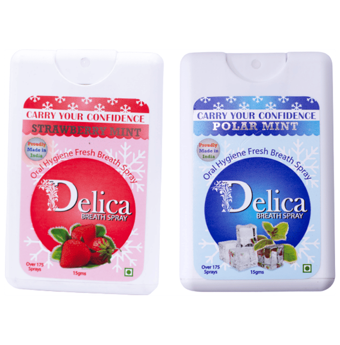 Delica Breath Spray (15gm Each) Polar Mint, Strawberry Mint