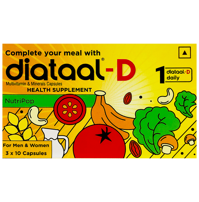 Diataal Diataal-D Multivitamin Capsule with Vitamin D For Heart Health | Strong Bones | Immunity & Health | for Men, Women & Kids | Capsule