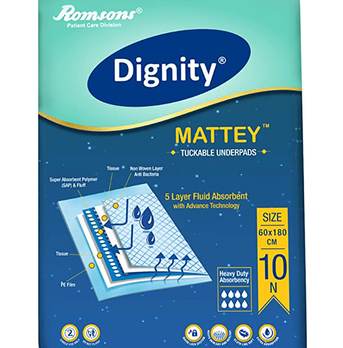 Dignity Mattey Underpads (10 Each) 60 X 180cm