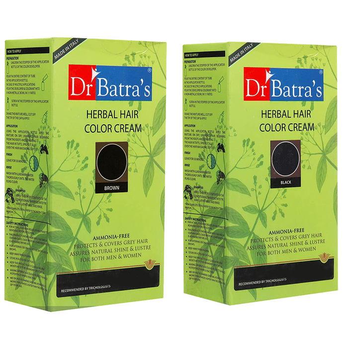 Dr Batra's Combo Pack of Herbal Hair Color Cream Black and Brown (130gm Each)