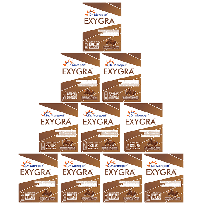 Dr Morepen Exygra Dotted Condom (3 Each) Chocolate