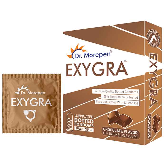 Dr Morepen Exygra Dotted Condom (3 Each) Chocolate