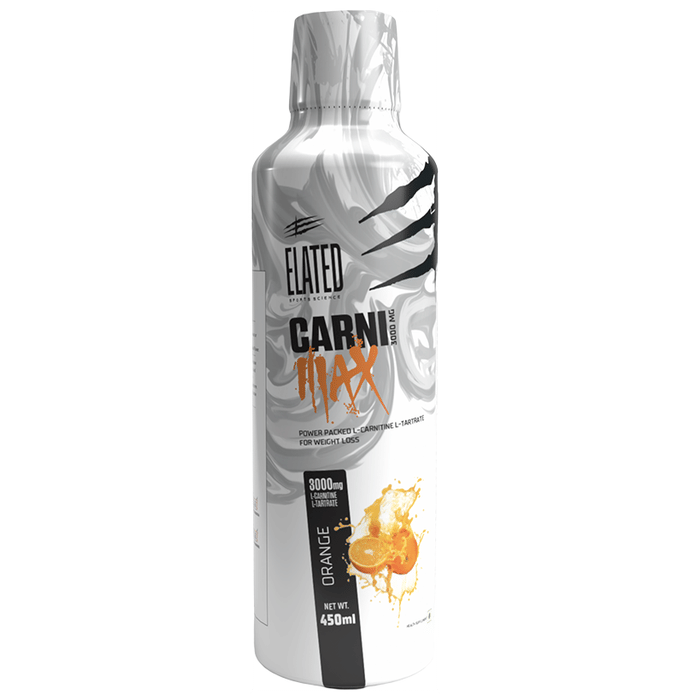 Elated Sports Science Carni Max with L-Carnitine L-Tartrate for Weight Loss | Flavour Orange