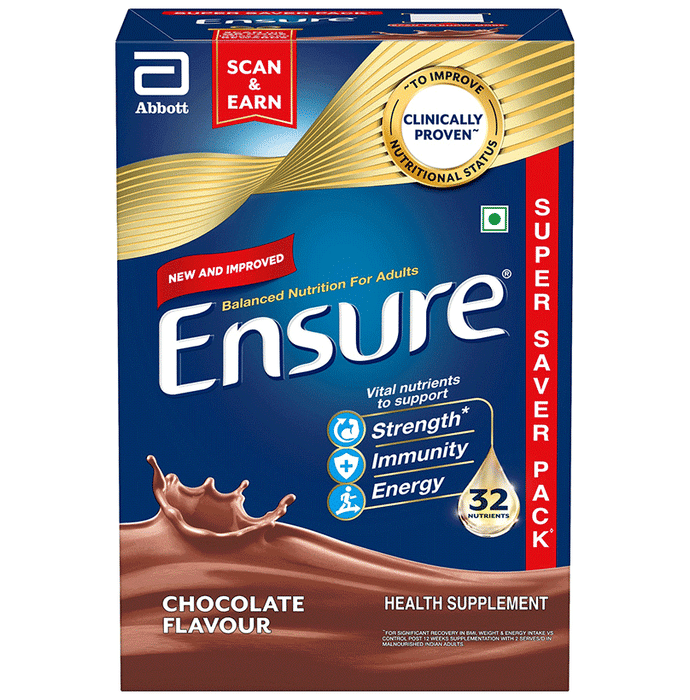 Ensure Powder Complete Balanced Drink for Adults | For Strength, Immunity & Energy | With Essential Vitamins | Nutrition Formula Chocolate