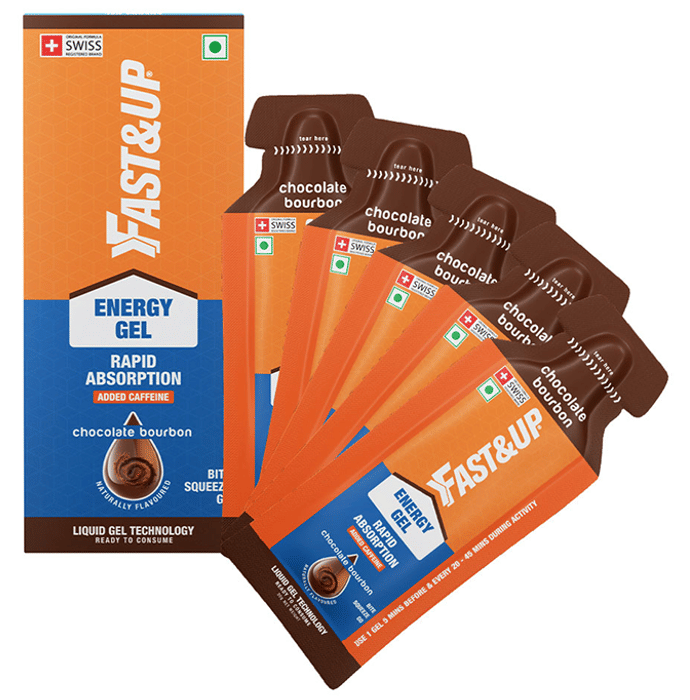 Fast&Up Gel Sachet | Rapid Absorption & Liquid Gel Technology | Flavour Chocolate Bourbon Added Caffeine