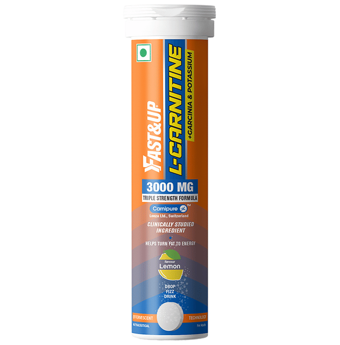 Fast&Up L-Carnitine + Garcinia & Potassium 3000mg Carnipure Effervescent Tablet Lemon