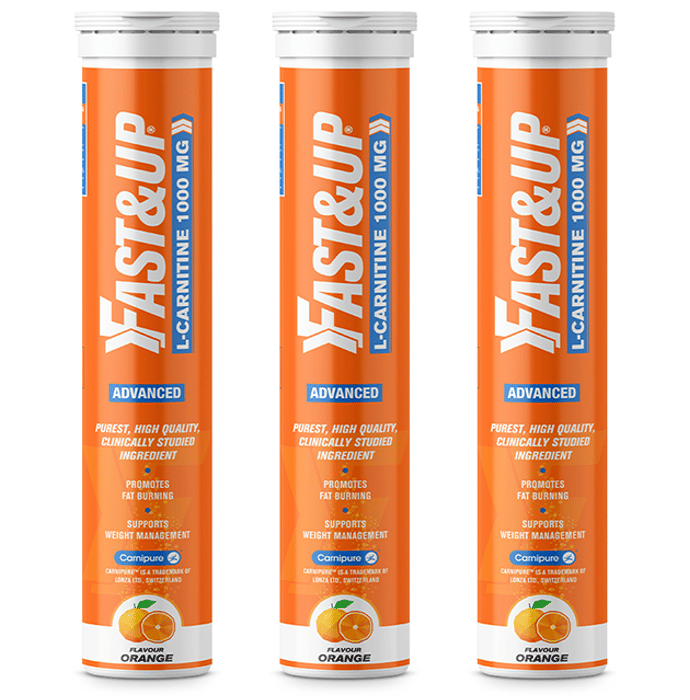 Fast&Up L-Carnitine Carnipure 1000mg | Effervescent Tablet for Weight & Fat Management | Flavour Orange