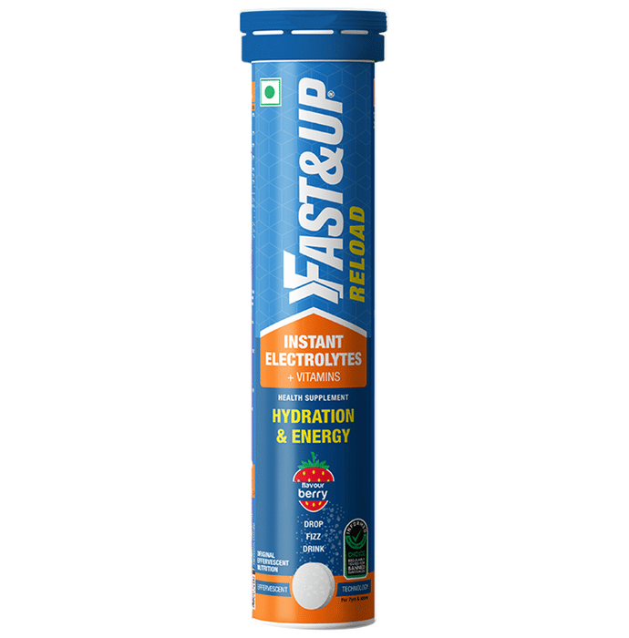 Fast&Up Reload Instant Electrolytes + Vitamins for Hydration & Energy Effervescent Tablet (20 Each) | Flavour Berry