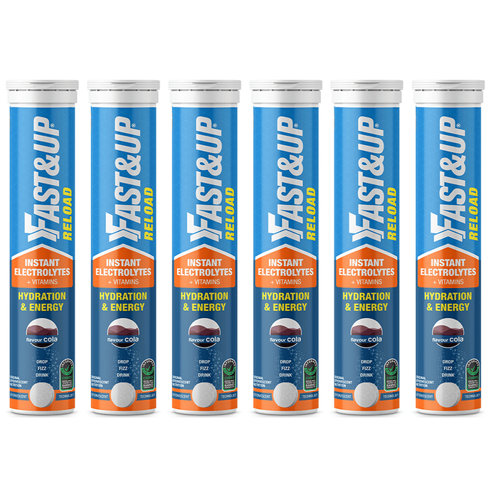 Fast&Up Reload Instant Electrolytes + Vitamins for Hydration & Energy Effervescent Tablet (20 Each) | Flavour Cola