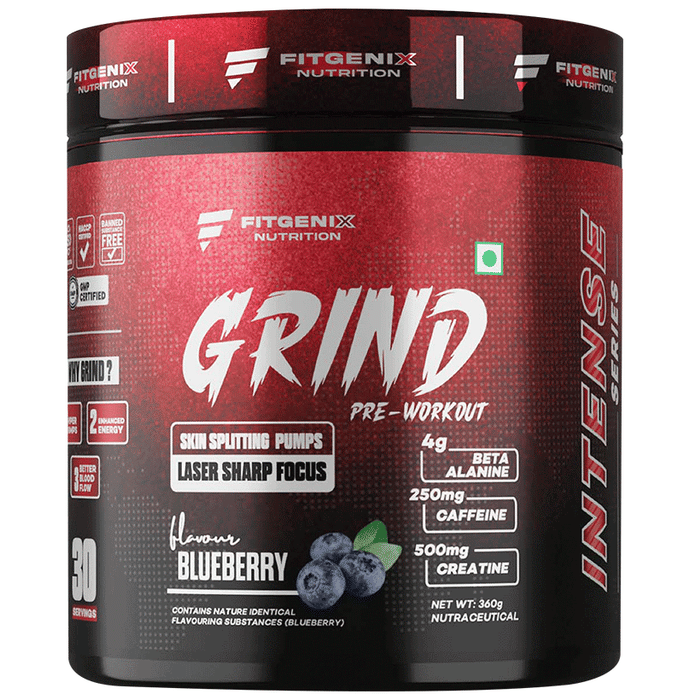 Fitgenix Nutrition Grind Pre Workout Powder Blueberry