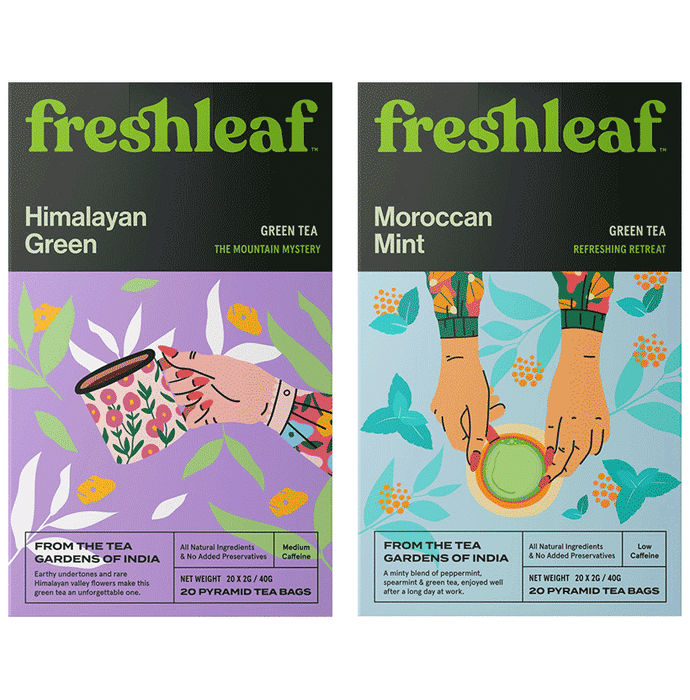 Freshleaf Combo Pack of Moroccan Mint Green Tea Bag (20) & The Tulsi Treat Green Tea Bag (20)