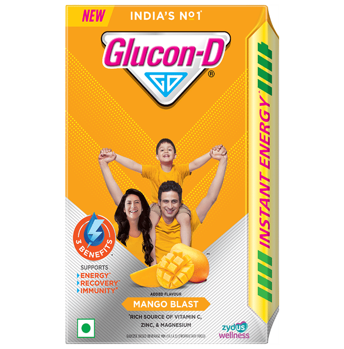 Glucon-D with Glucose, Calcium, Vitamin C & Sucrose | Nutrition Booster Mango Burst