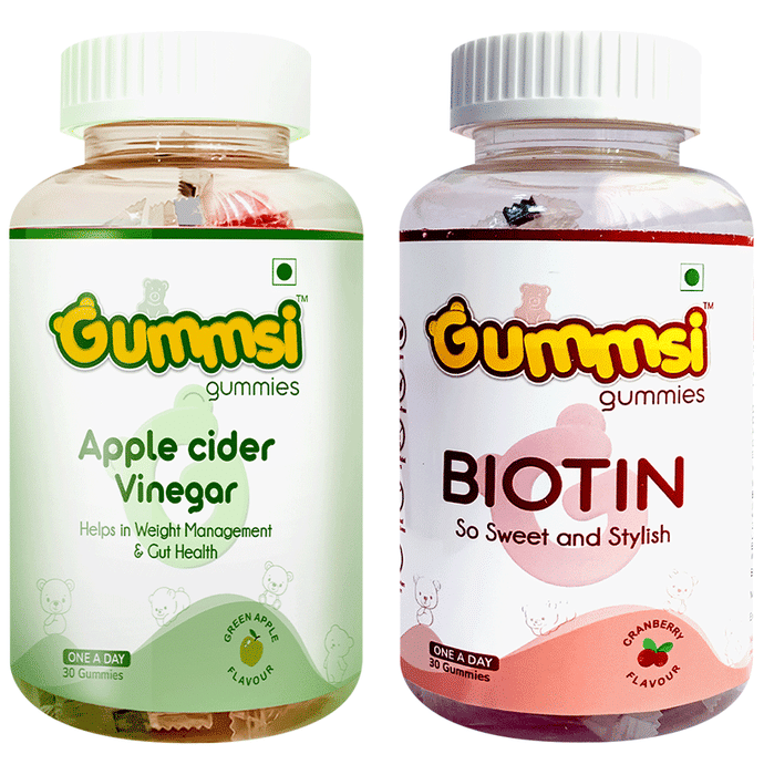Gummsi Combo Pack of Apple Cider Vinegar Green Apple & Biotin Cranberry Gummies (30 Each)
