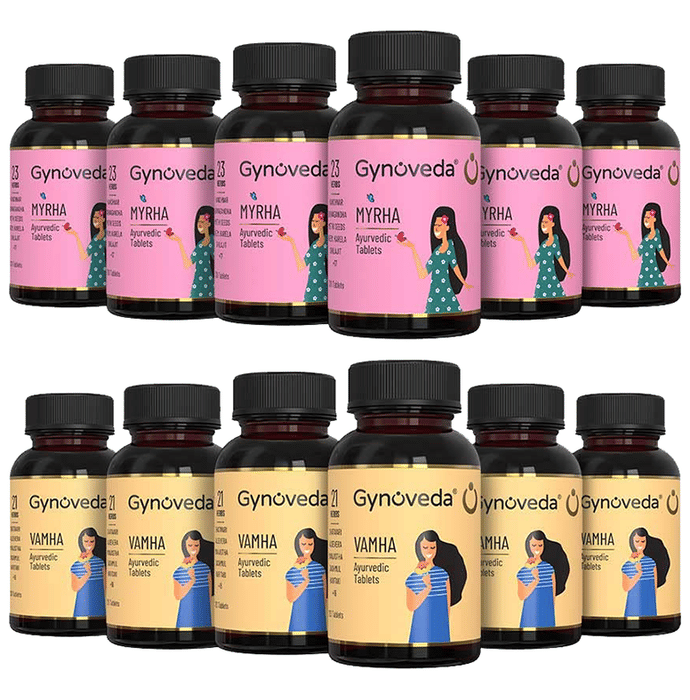 Gynoveda PCOS Myrha Ayurvedic Tablet & Vamha Ayurvedic Tablet (120 Each)