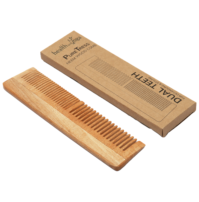 HealthAndYoga PureTress Neem Wood Tooth Comb Dual