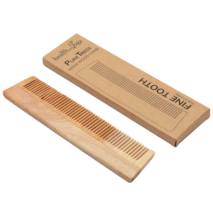 HealthAndYoga PureTress Neem Wood Tooth Comb Fine