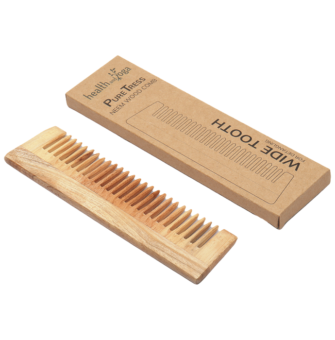 HealthAndYoga PureTress Neem Wood Tooth Comb Wide