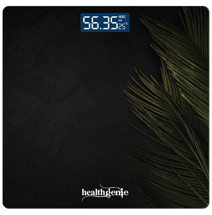 Healthgenie Digital Weight Machine Thick Tempered Glass LCD Display Black Black Fern