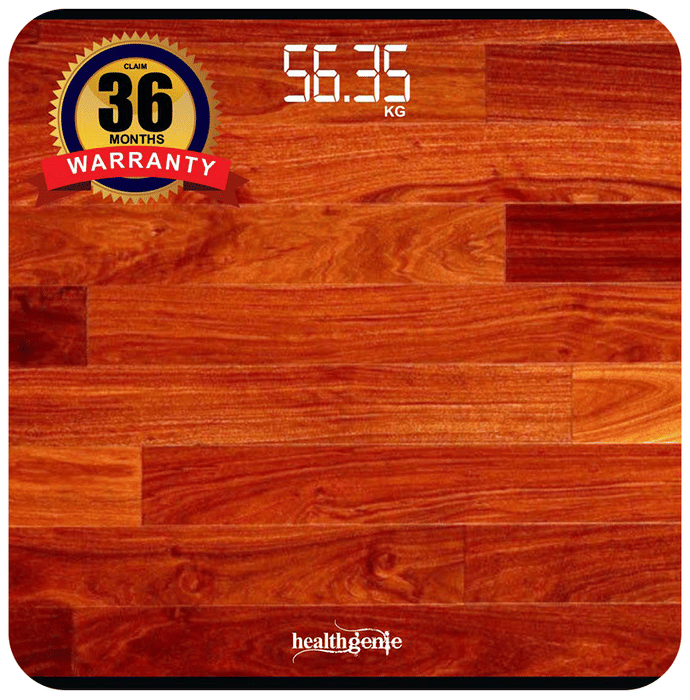 Healthgenie Digital Weight Machine with Magic Hidden LED Display Red Wood Brown