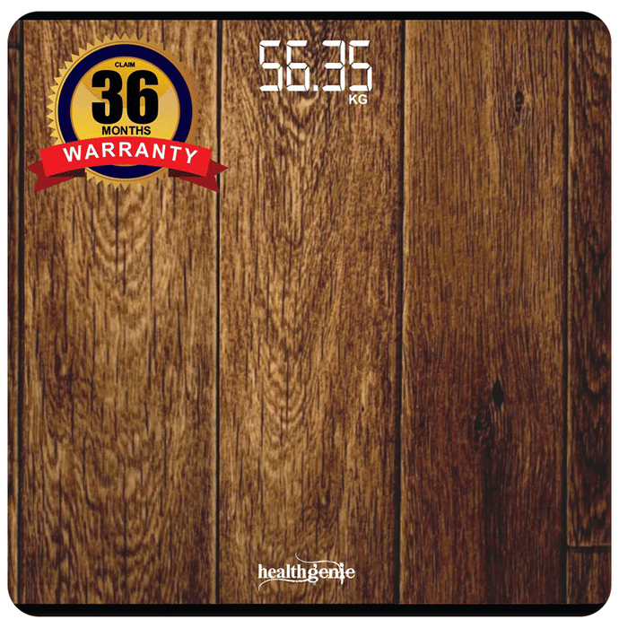 Healthgenie Digital Weight Machine with Magic Hidden LED Display Rich Wood Brown
