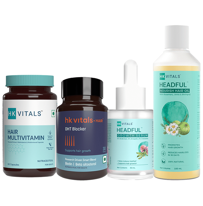 HealthKart HeathKart HK Vitals Hairfall Solution Kit Stage 2 | Hair Multivitamin, Hair Growth+ Serum, DHT Blocker with Biotin & Hair Oil