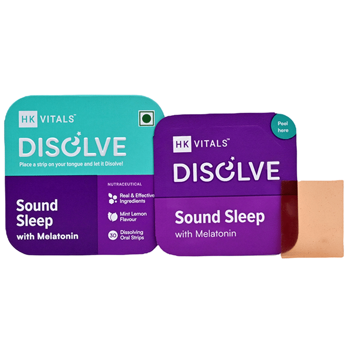 Healthkart HK Vitals Disolve with 5mg Melatonin | Strips for Sleep Support | Flavour Mint Lemon