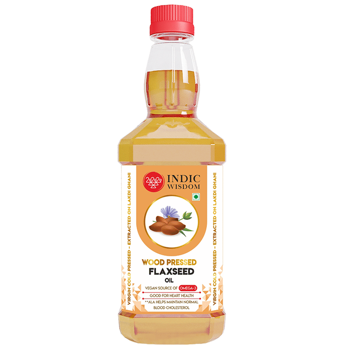 Indic Wisdom Wood Pressed Flaxseed Oil (Cold Pressed - Extracted on Wooden Churner)