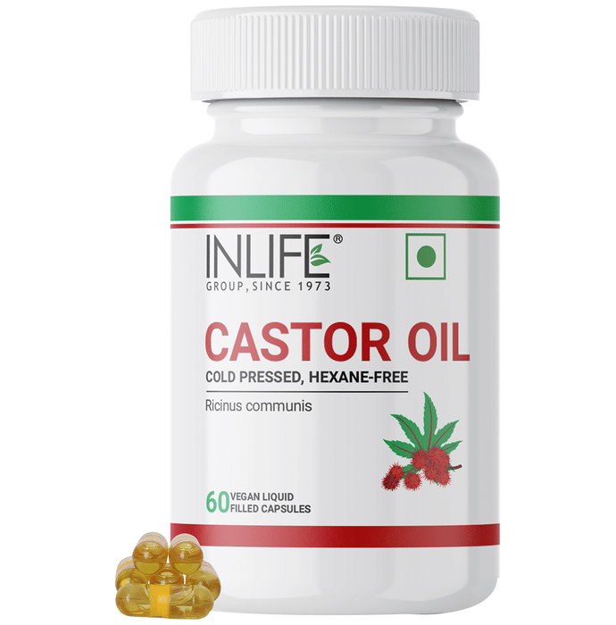 Inlife Castor Oil (Ricinus Communis) 500mg Vegan Liquid Filled Capsule