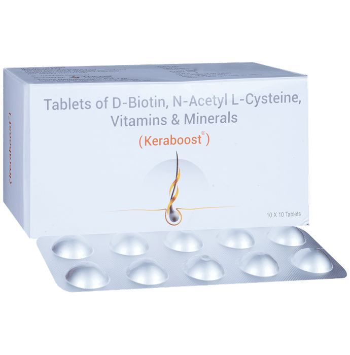 Keraboost Tablet with D-Biotin, N-Acetyl-L-Cysteine, Vitamins & Minerals