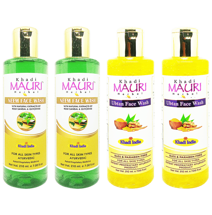 Khadi Mauri Herbal Combo Pack of Neem & Ubtan Face Wash (210ml Each)