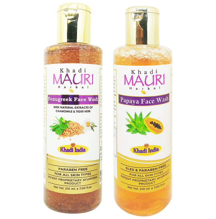Khadi Mauri Herbal Papaya & Fenugreek Face Wash (210ml Each)