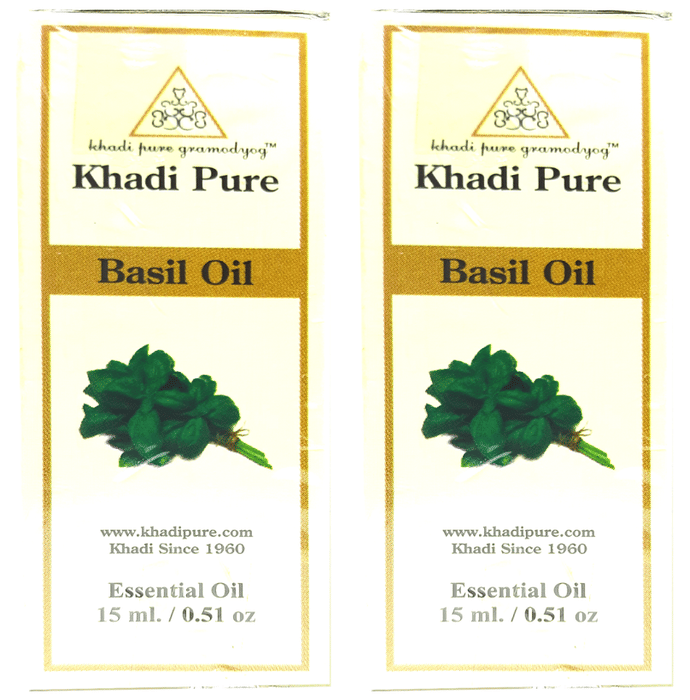 Khadi Pure Basil Essential Oil (15ml Each)