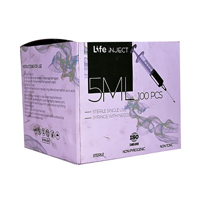Life Inject 5ML Sterile Single Use Syringe with Needle