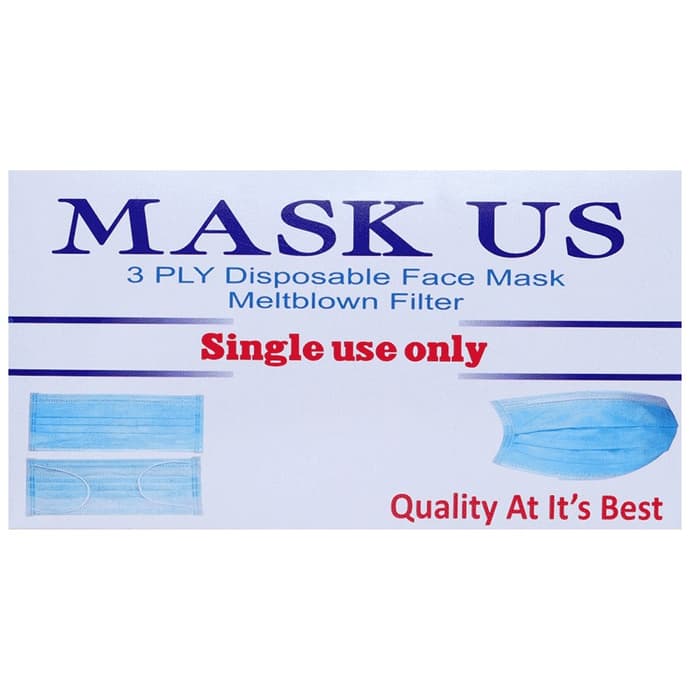 Mask US 3 Ply Disposable Face Mask Meltblown Filter Tie On