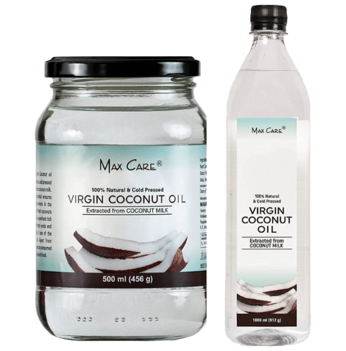 Max Care Combo Pack of Virgin Coconut Cold Pressed Oil (500ml) & Virgin Coconut Cold Pressed Oil (1000ml) (Glass Bottle)