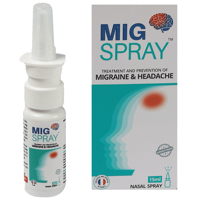 Migspray Instant Migraine Headache Pain Relief, Ayurvedic Nasal Spray with Plant Extracts (15ml Each)