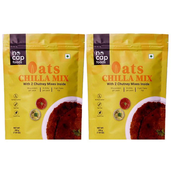 Nocap Foods Oats Chilla Mix with 2 Chutney Mixes Inside (200gm Each)