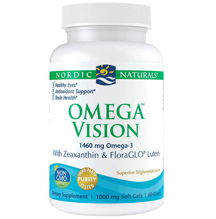 Nordic Naturals Omega 3 Vision 1460mg Soft Gels with Zeaxanthin & FloraGLO Lutein for Healthy Eyes and Vision