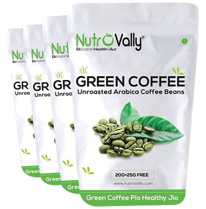 Nutrovally Unroasted Green Coffee Beans for Weight Management (225gm Each)