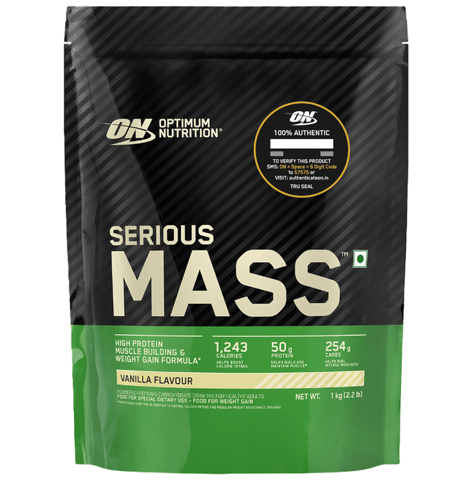 Optimum Nutrition (ON) Serious Mass High Protein for Weight Gain & Muscle Building | Flavour Powder Vanilla