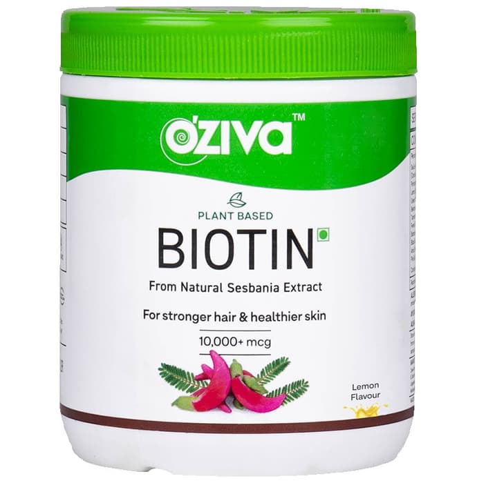 Oziva Plant Based Biotin 10000 mcg for Stronger Hair & Healthier Skin Lemon