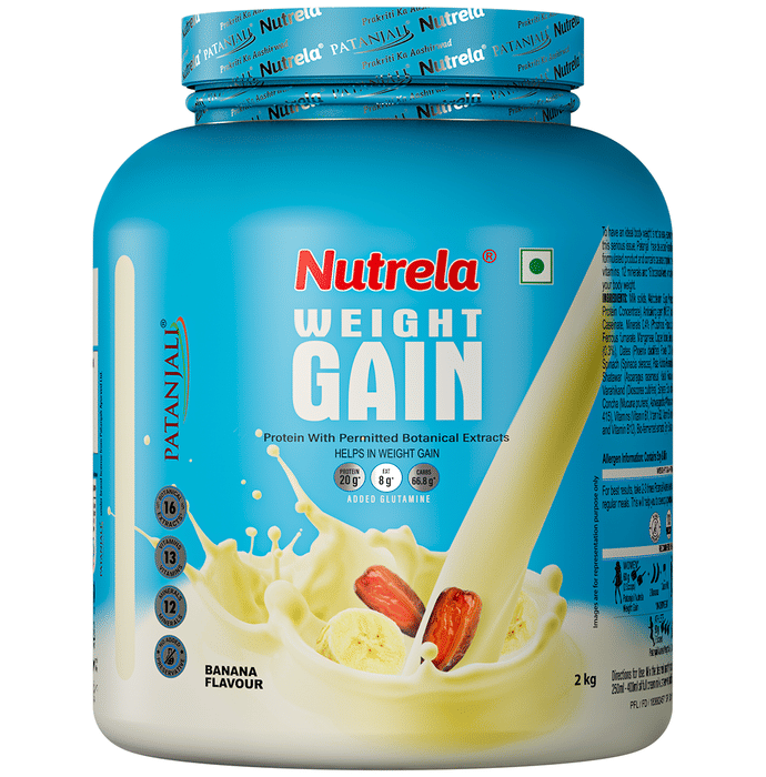 Patanjali Nutrela Weight Gain Supplement with Glutamine, Protein & Permitted Botanical Extracts | Powder Banana