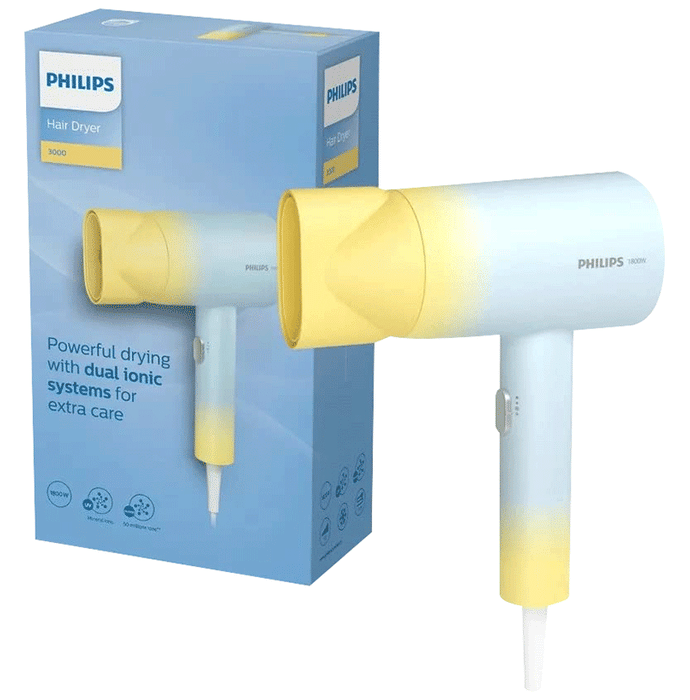 Philips BHD399/00 Mineral Ionic Care To Lower Uv Damage Hair Dryer, 1800 Watts Yellow & Blue