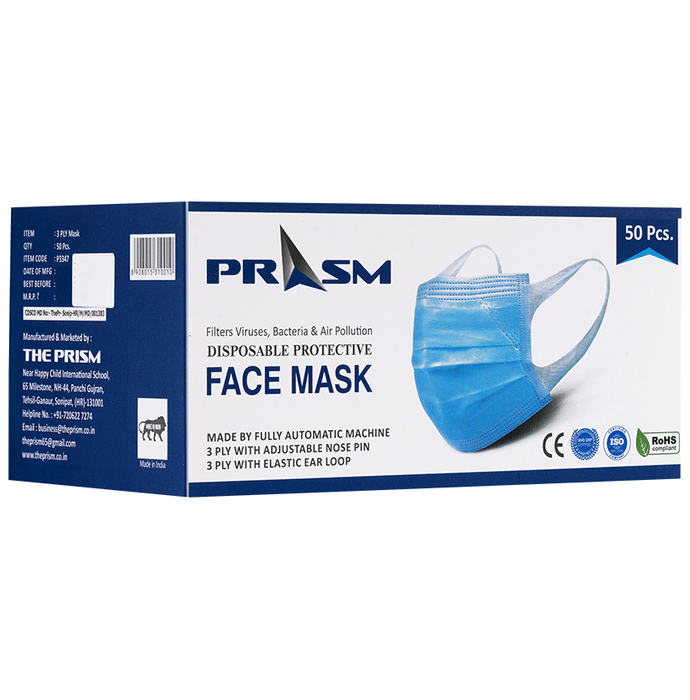Prism Disposable Protective Face Mask Blue