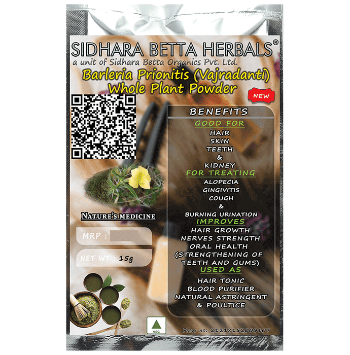 Sidhara Betta Herbals Barleria prionitis (Vajradanti) Whole Plant Powder